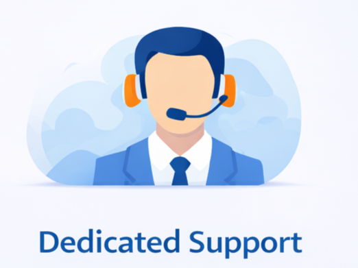 Flat vector illustration of dedicated SEO support showing customer service representative with headset.